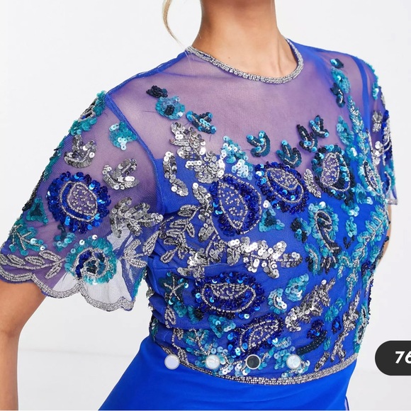 ASOS Virgos lounge embellished midi dres in cobalt. Size 6 US. - Picture 5 of 13